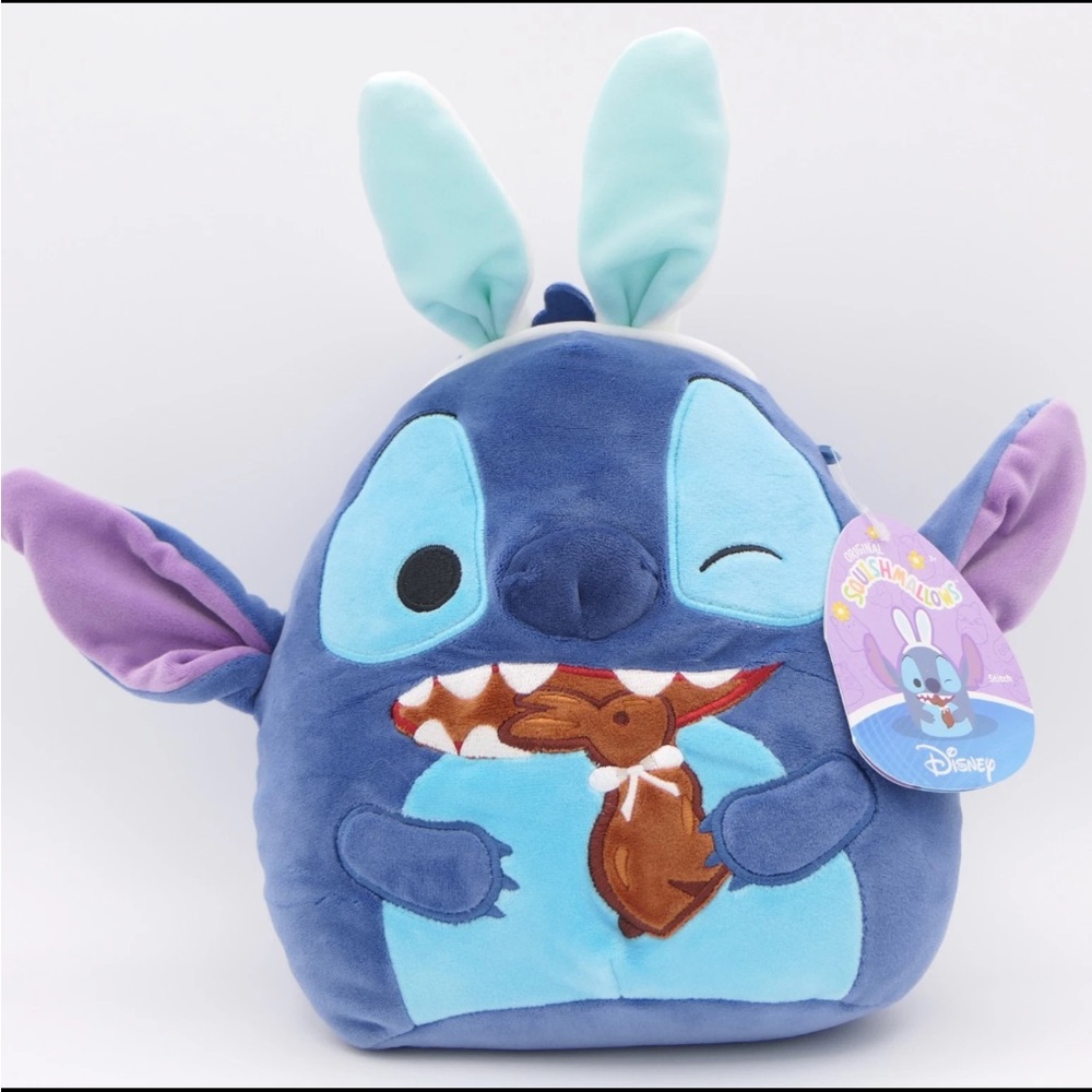 Easter Squishmallow Disney Stitch Eating Chocolate Bunny Wearing Bunny Ears